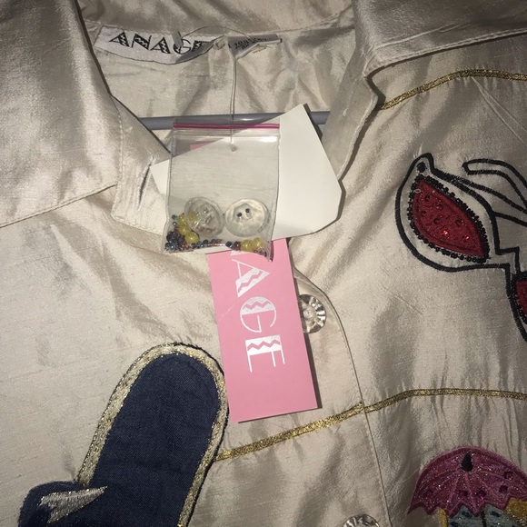 Vintage NWT ANAGE jacket beach bum theme silk new - Picture 7 of 8